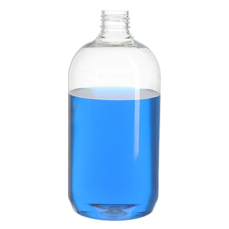 500ml Clear PET Plastic Boston Round Bottle with 24/410 Neck