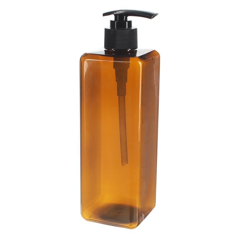 500ml Amber Square PET Plastic Bottle with 28/410 Neck - Image 2