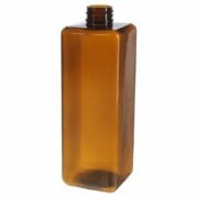 500ml Amber Square PET Plastic Bottle with 28/410 Neck