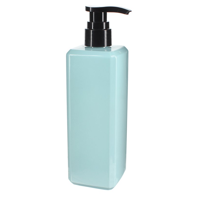 500ml Blue Square PET Plastic Bottle with 28/410 Neck - Image 2