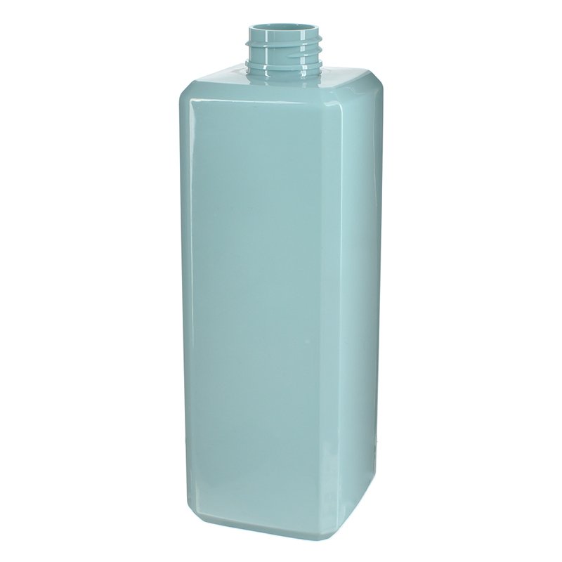 500ml Blue Square PET Plastic Bottle with 28/410 Neck