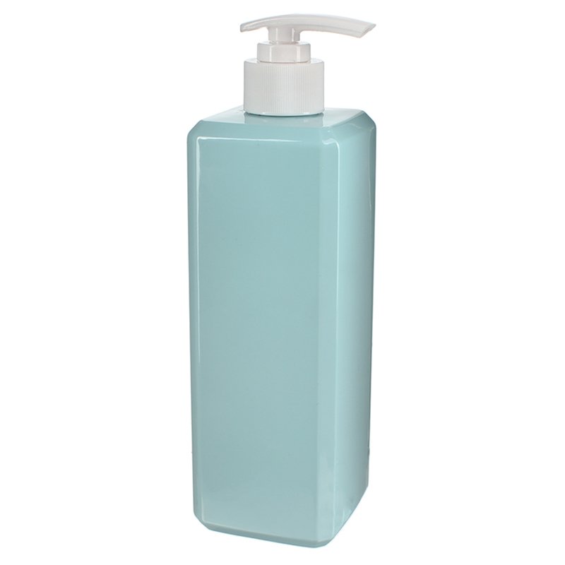 500ml Blue Square PET Plastic Bottle with 28/410 Neck - Image 4