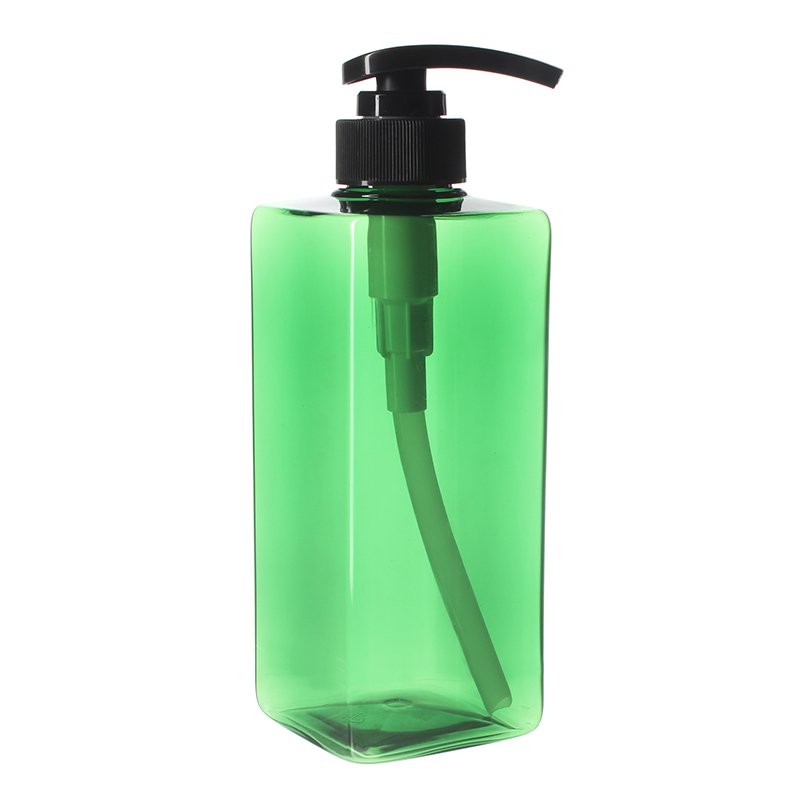 500ml Clear Green Square PET Plastic Bottle with 32/410 Neck - Image 2