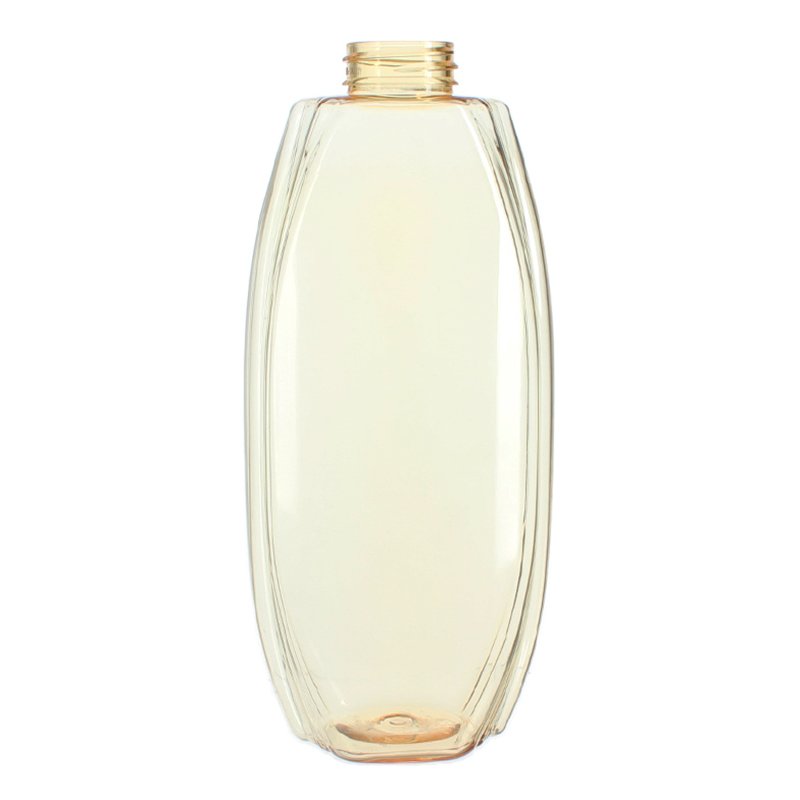 500ml Clear Yellow Oval PET Plastic Bottle with 32/410 Neck