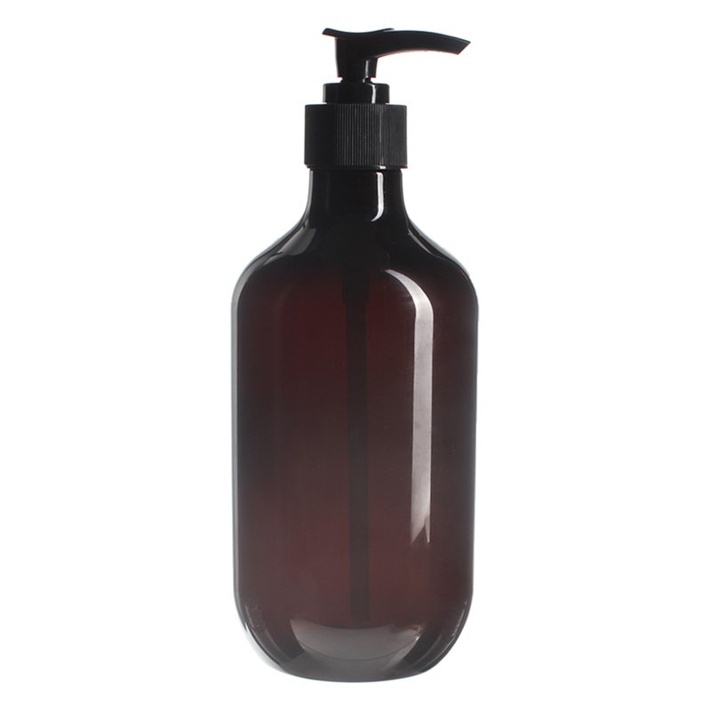 500ml Amber PET Plastic Modern Round Bottle with 28/410 Neck - Image 2