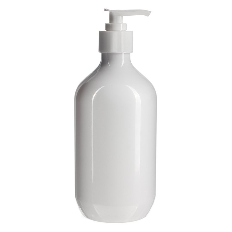500ml White PET Plastic Modern Round Bottle with 28/410 Neck - Image 2