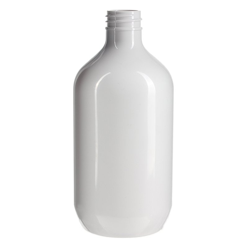 500ml White PET Plastic Modern Round Bottle with 28/410 Neck