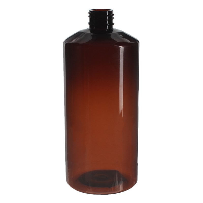 500ml Amber PET Plastic Modern Round Bottle with 24/410 Neck