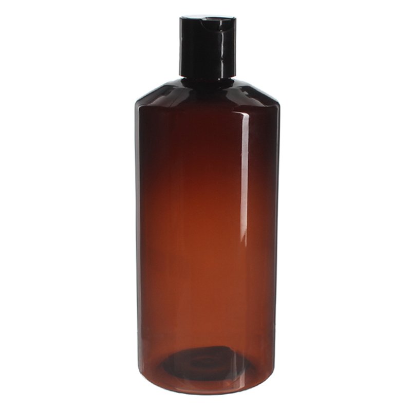 500ml Amber PET Plastic Modern Round Bottle with 24/410 Neck - Image 4