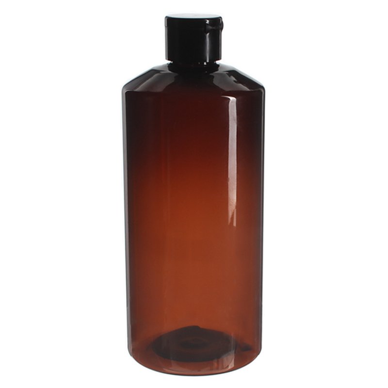 500ml Amber PET Plastic Modern Round Bottle with 24/410 Neck - Image 3