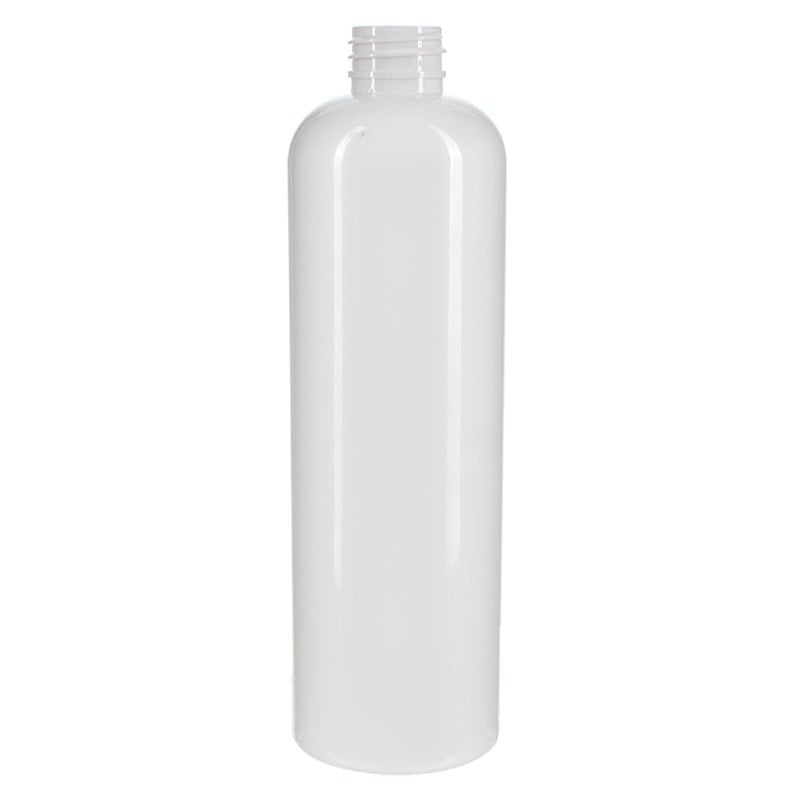 500ml White PET Plastic Tall Boston Round Bottle with 28/410 Neck