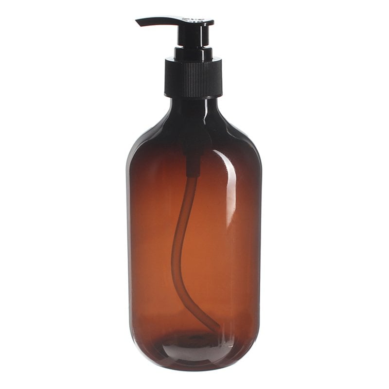 500ml/16 oz Amber PET Plastic Modern Round Bottle with 28/410 Neck - Image 2