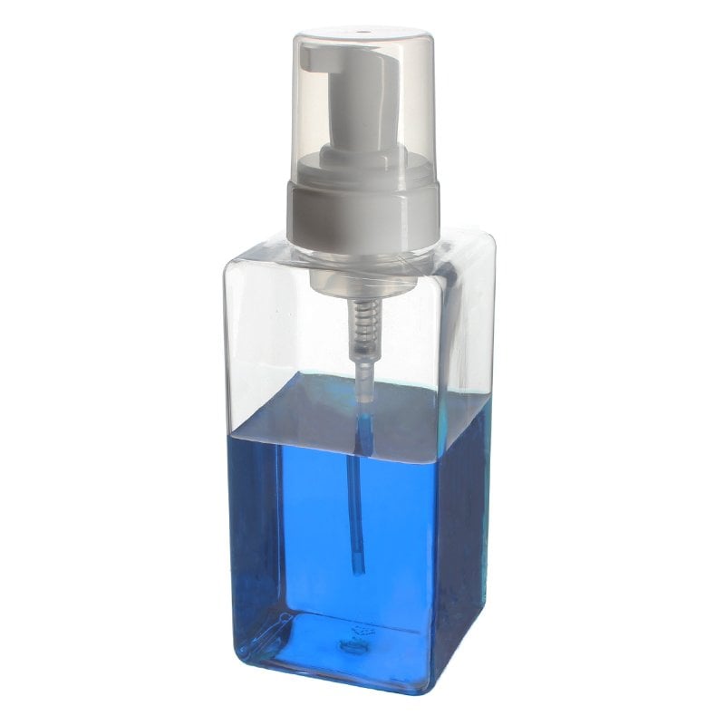 Hand Wash Foam Bottle, 500ml, PET, Clear, Square, 42mm - with another foamer pump