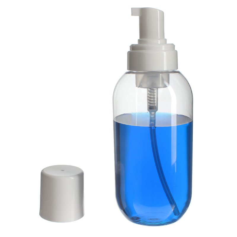 500ml Container Foam Bottle Clear, PET Plastic, Round, 43mm - with pump cover off