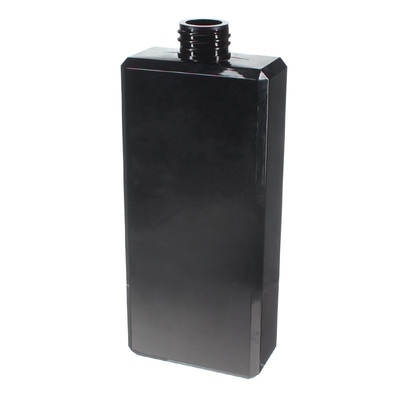 500ml Black Square PETG Plastic Bottle with 28/410 Neck
