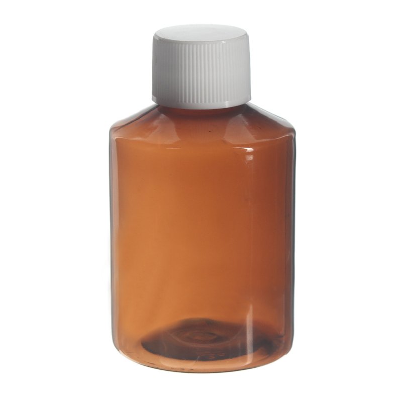 50ml Amber PET Plastic Modern Round Bottle with 20/410 Neck - Image 3