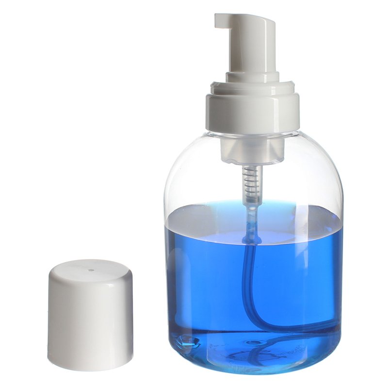 Liquid Foamer Bottle, 550ml, Clear, PET, Bell Round, 43mm - with pump cover off