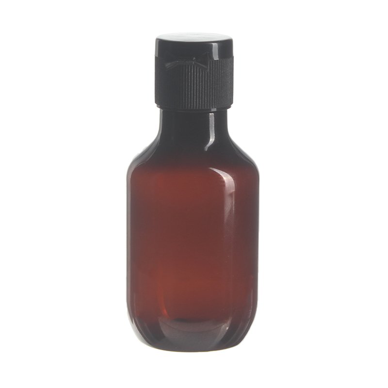 60ml/2oz Amber PET Plastic Modern Round Bottle with 20/410 Neck - Image 2