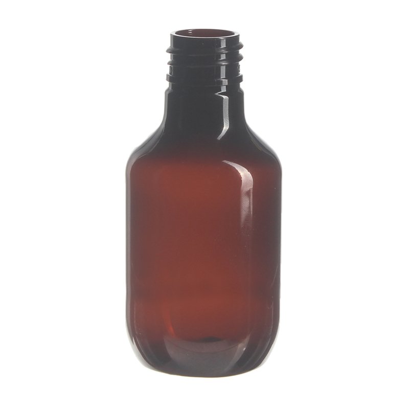 60ml/2oz Amber PET Plastic Modern Round Bottle with 20/410 Neck