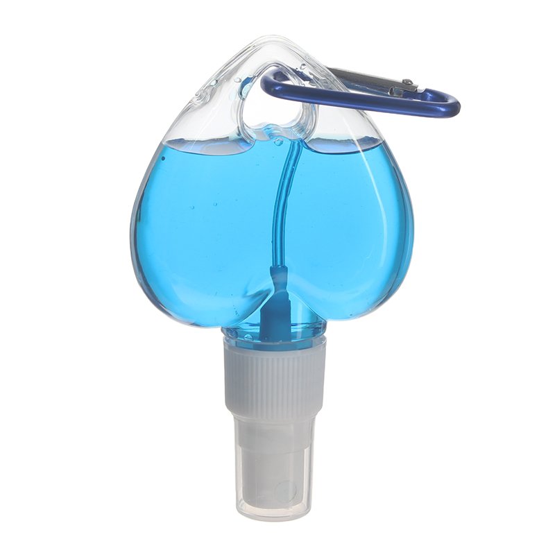 60ml/2oz PETG Plastic Heart Shaped Hand Sanitizer Tottle Bottle with 20/410 Neck & Carabiner