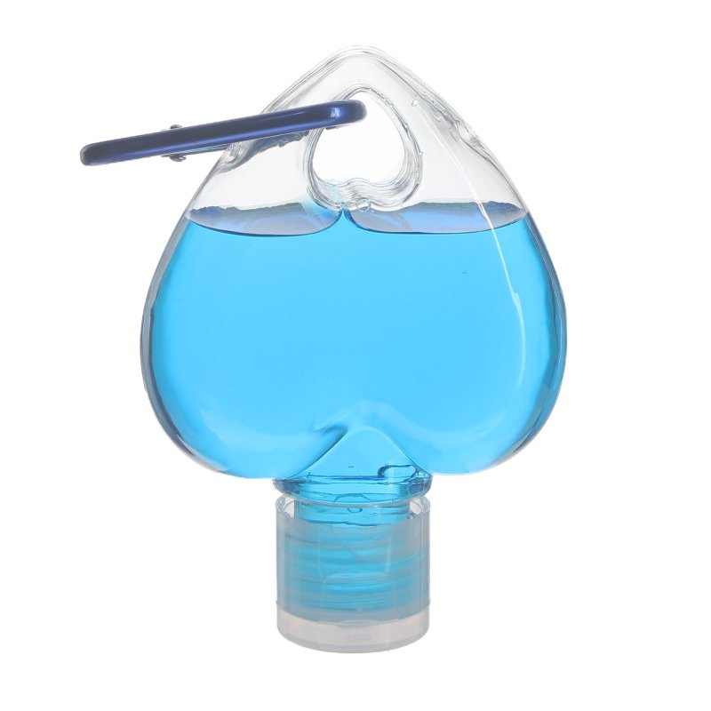 60ml/2oz PETG Plastic Heart Shaped Hand Sanitizer Tottle Bottle with 20/410 Neck & Carabiner - Image 2