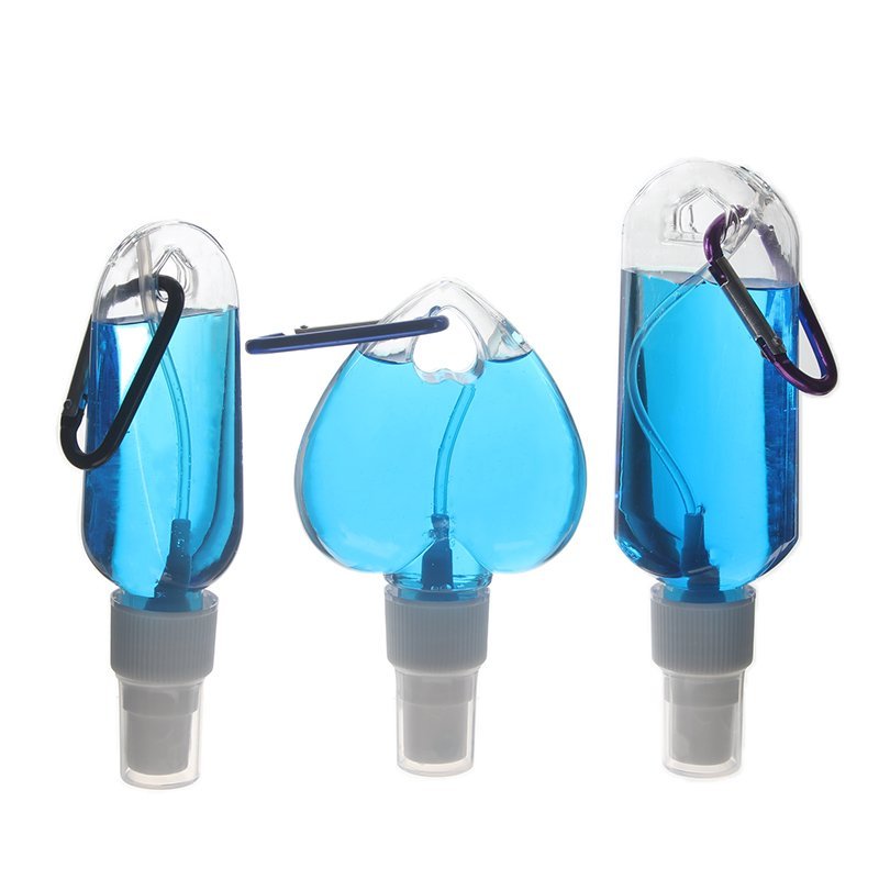 60ml/2oz PETG Plastic Heart Shaped Hand Sanitizer Tottle Bottle with 20/410 Neck & Carabiner - Image 3