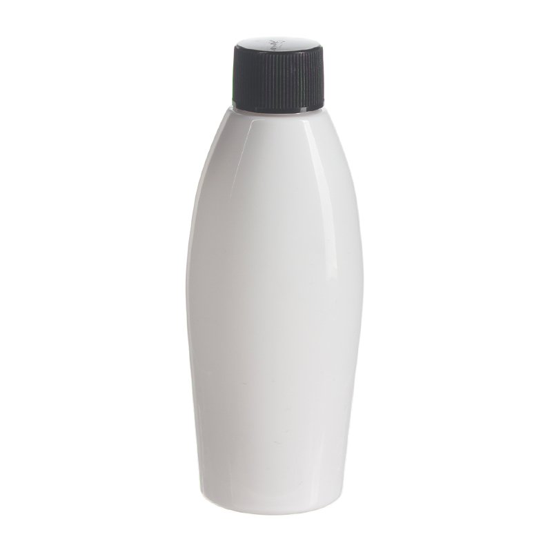 90ml/3oz White Oval PET Plastic Bottle with 20/410 Neck - Image 2