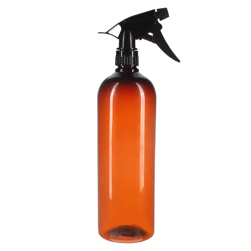 1000ml Amber PET Plastic Cosmo Round Bottle with 28/410 Neck - Image 3
