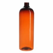 1000ml Amber PET Plastic Cosmo Round Bottle with 28/410 Neck