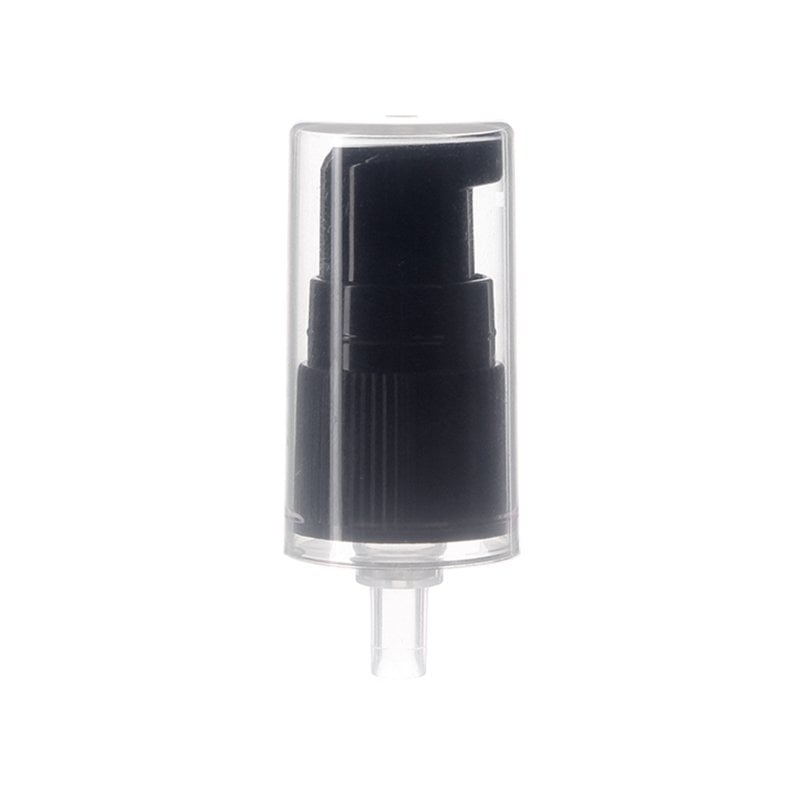 18mm Treatment Pump, Ribbed, Black, Clear Hood, 0.25ml Output