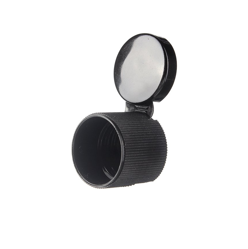 20/415 Black PP Plastic Ribbed Flip Top Cap - Image 3