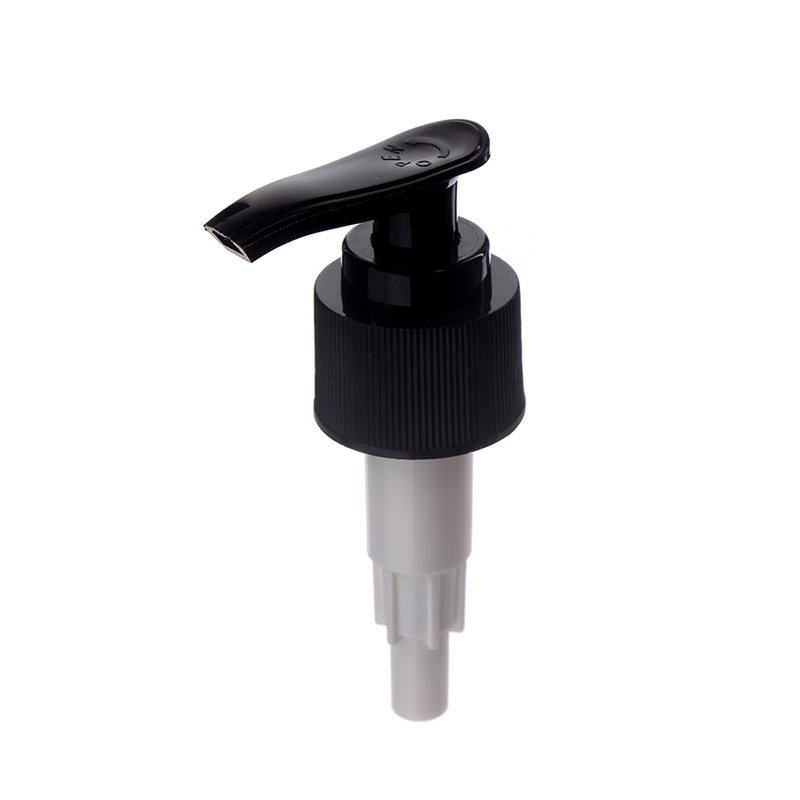 24mm Lotion Pump, 410, PP Plastic, Screw Lock Down, Ribbed, Black or Any Color, 1.8ml - closer top view - KIWL Plastic