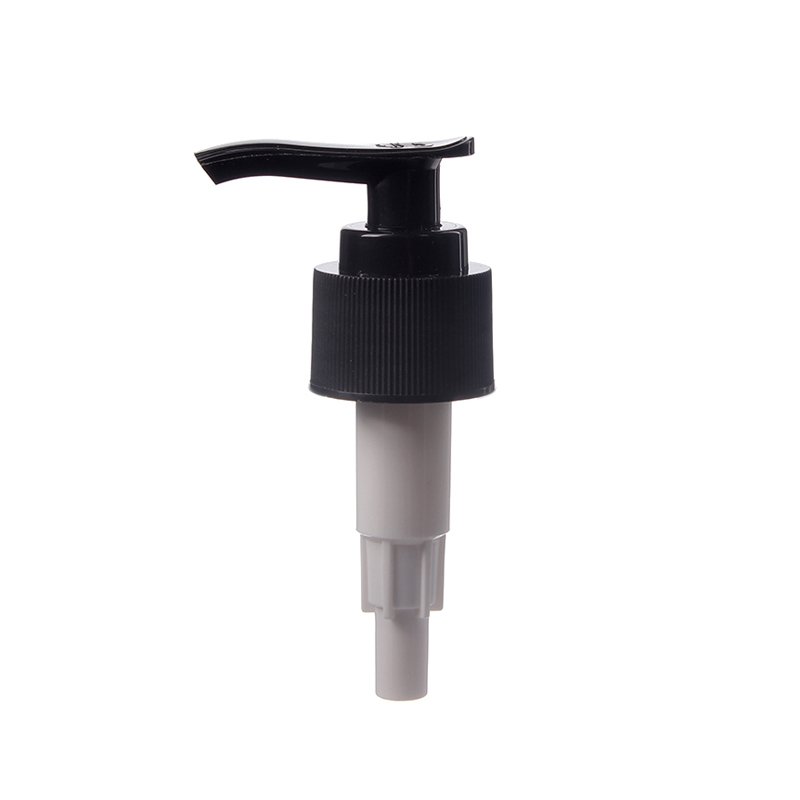 24mm Lotion Pump, Ribbed, Lock Down, 1.8ml Output, Black - KIWL Plastic