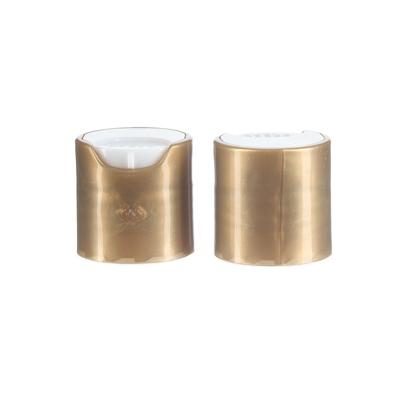 24/410 Gold/White PP Plastic Smooth Disc Top Cap - Image 2
