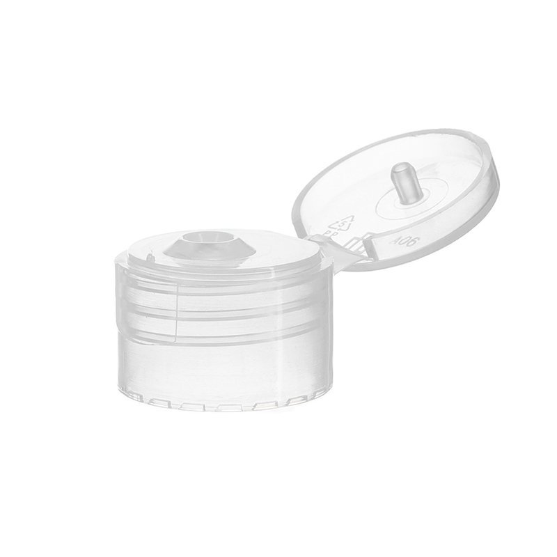 24/410 Clear PP Plastic Smooth Flip Top Cap