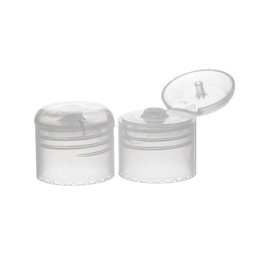 24/410 Clear PP Plastic Smooth Flip Top Cap