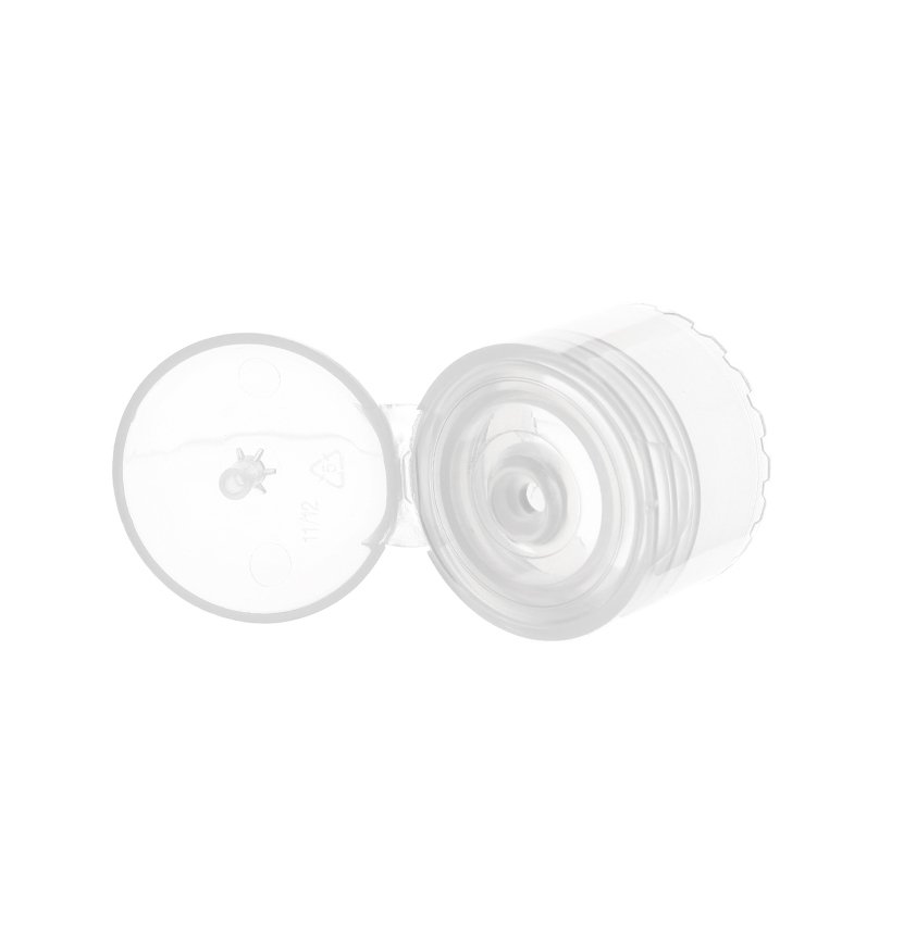 24/410 Clear PP Plastic Smooth Flip Top Cap - Image 4
