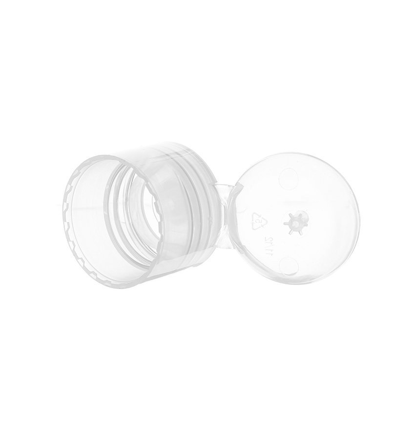 24/410 Clear PP Plastic Smooth Flip Top Cap - Image 3