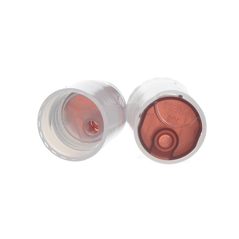 24/410 Clear/Brown PP Plastic Smooth Disc Top Cap - Image 3