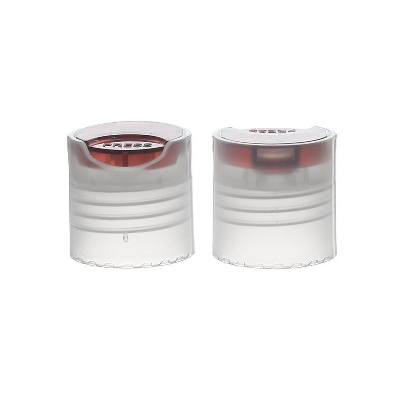 24/410 Clear/Brown PP Plastic Smooth Disc Top Cap - Image 2