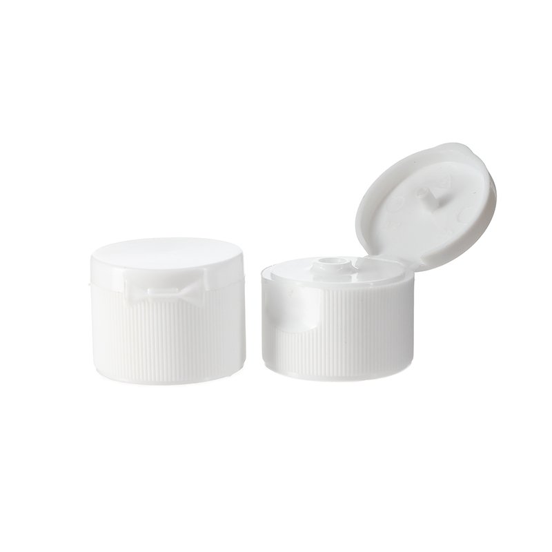 24/410 White PP Plastic Ribbed Flip Top Cap