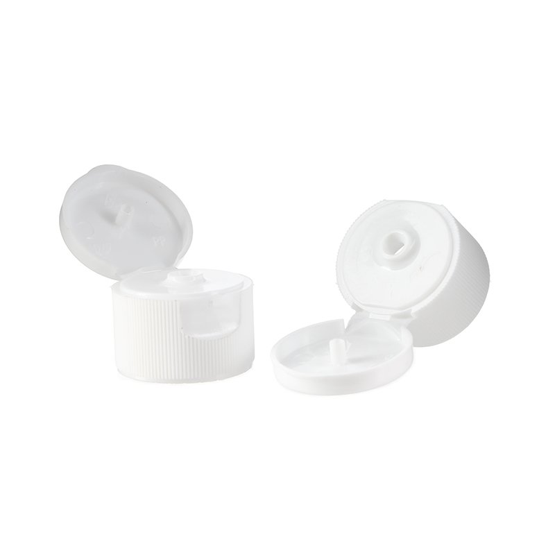 24/410 White PP Plastic Ribbed Flip Top Cap - Image 4