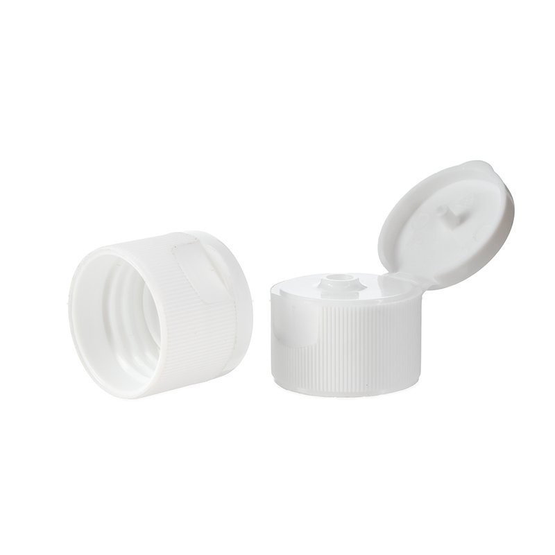 24/410 White PP Plastic Ribbed Flip Top Cap - Image 3