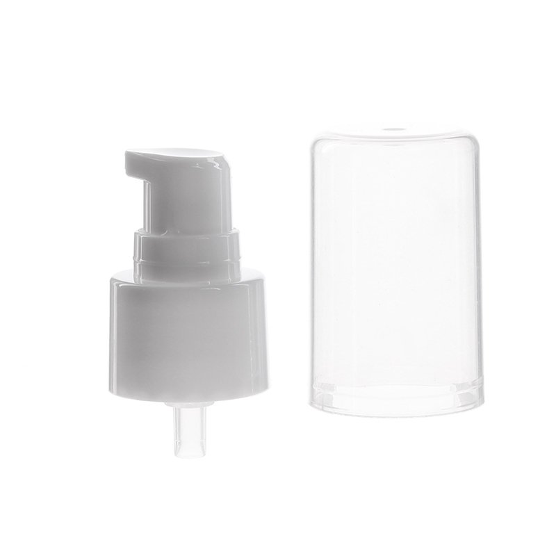 Cosmetic Cream Pump, 24-410, Smooth, White, Clear Hood, 0.6ml Output - with hood off