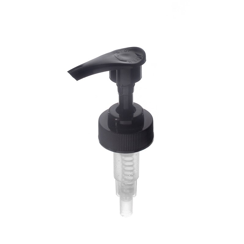 28-400 Black Lotion Pump, Ribbed, Lock Down, 2ml Output - unlocked - KIWL Plastic