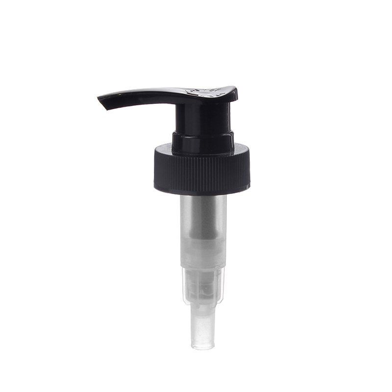 28-400 Black Lotion Pump, Ribbed, Lock Down, 2ml Output - KIWL Plastic
