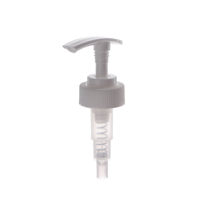 28-400 Lotion Pump, White, Ribbed, Lock Down, 2ml Output - unlocked - KIWL Plastic