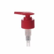 28/410 Red/Clear PP Ribbed Twist Lock Down Lotion Pump