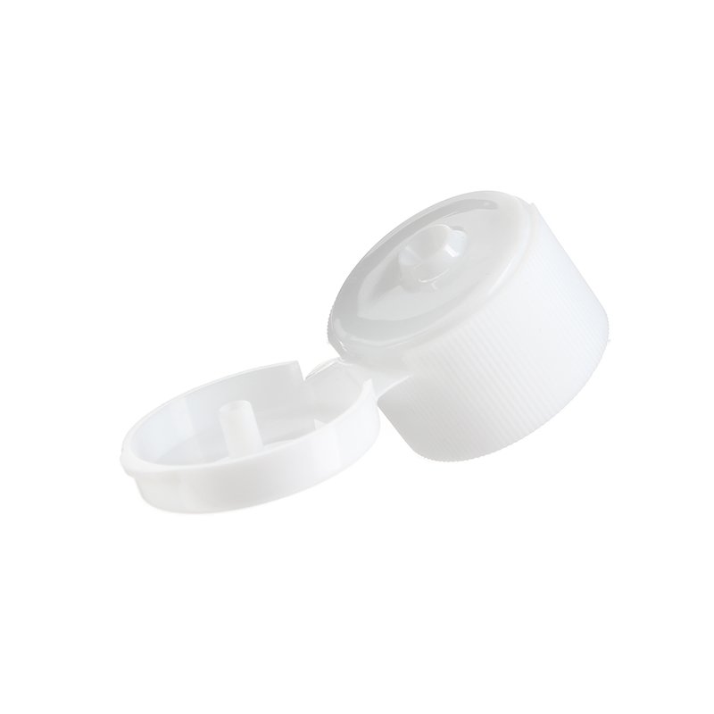 28/410 White PP Plastic Ribbed Flip Top Cap - Image 4