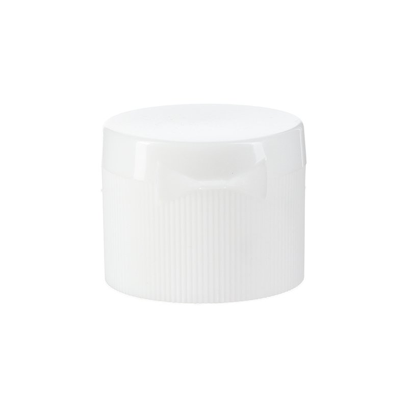 28/410 White PP Plastic Ribbed Flip Top Cap - Image 2
